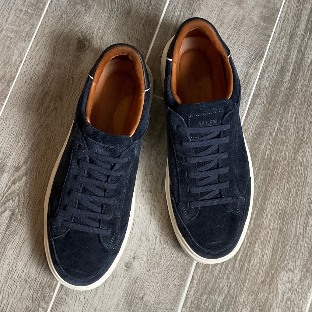 Allen Edmonds Oliver Suede Slip-On Stretch-Lace Sneaker Navy 10